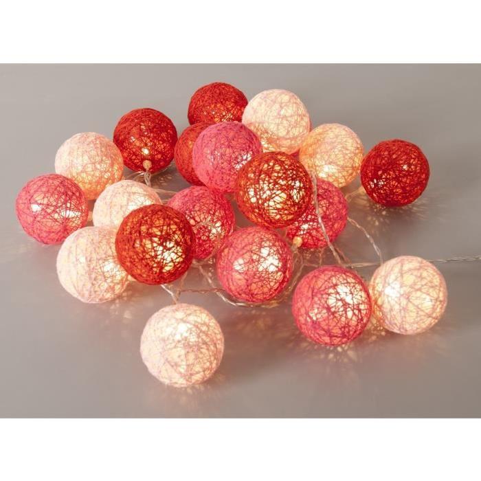 Guirlande lumineuse LED Bubble 20 boules 3 m rouge, fuchsia et rose