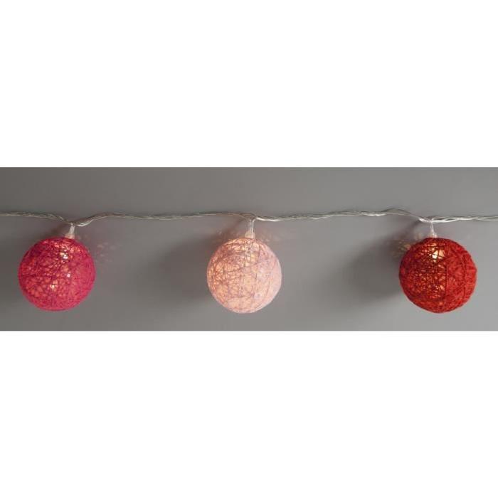 Guirlande lumineuse LED Bubble 20 boules 3 m rouge, fuchsia et rose