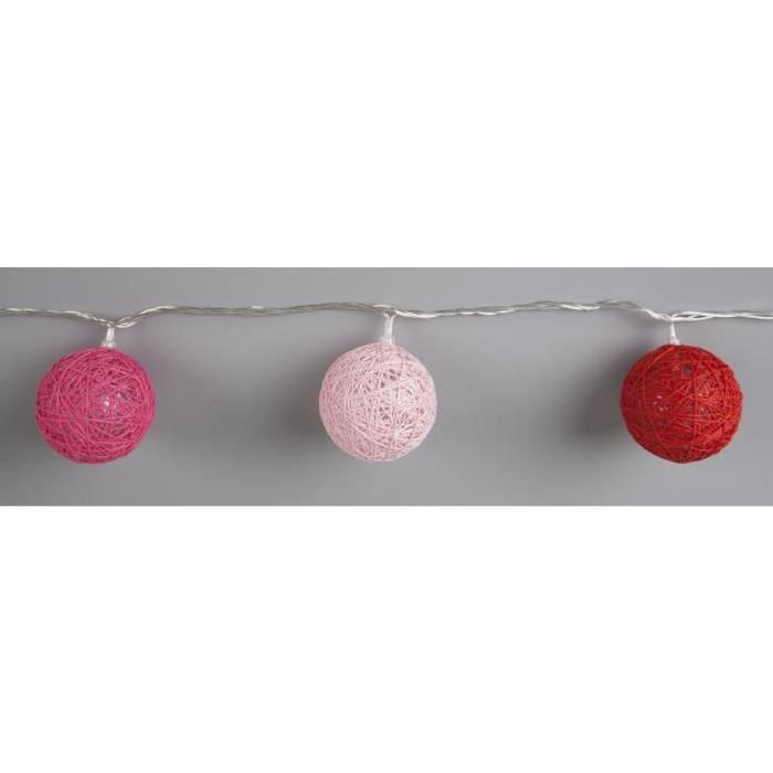 Guirlande lumineuse LED Bubble 20 boules 3 m rouge, fuchsia et rose