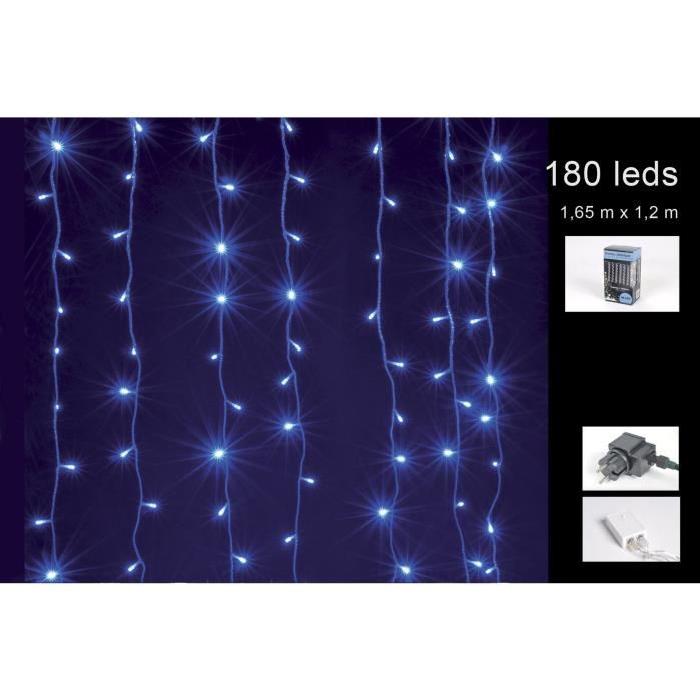 Rideau Guirlande interieur lumineuse 180 LED Bleu 1,65x1,5 m