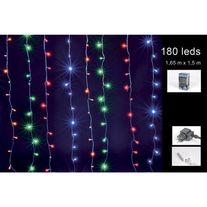 Rideau Guirlande interieur lumineuse Multicolore 180 LED