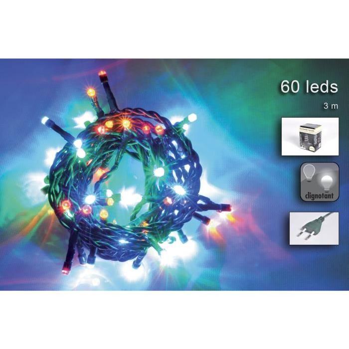 Guirlande de Noël lumineuse intérieure multicolore en PVC 3 m