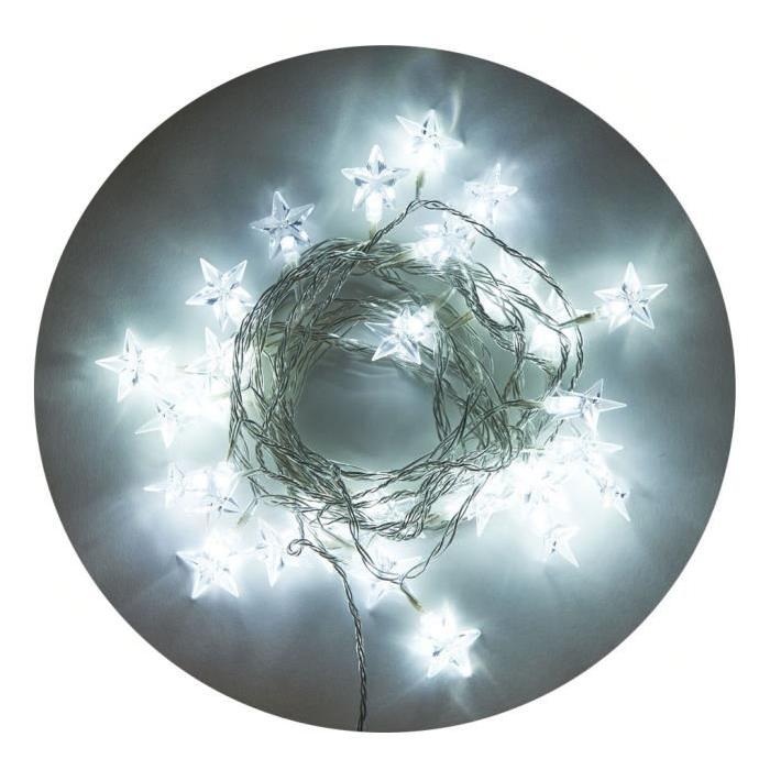 Guirlande de Noël lumineuse intérieure 30 étoiles blanc en PVC L 4,5 m