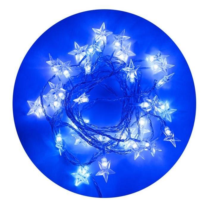 Guirlande de Noël lumineuse intérieure 30 étoiles bleu en PVC L 4,5 m