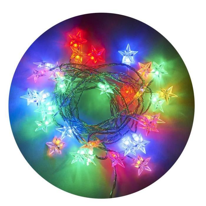 Guirlande de Noël lumineuse intérieure 30 étoiles multicolore en PVC L 4,5 m