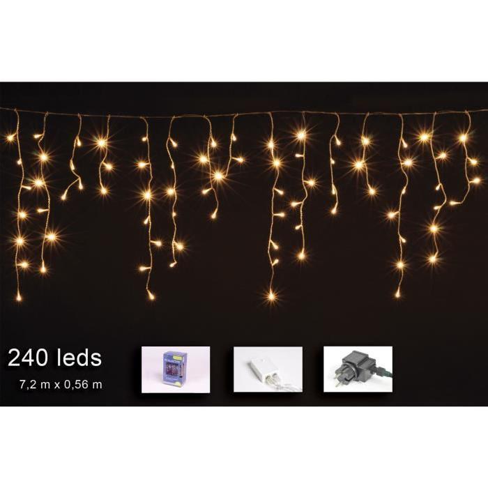 Guirlande de Noël Stalactite intérieure 240 LED blanc chaud 7,2 x 0,56 m