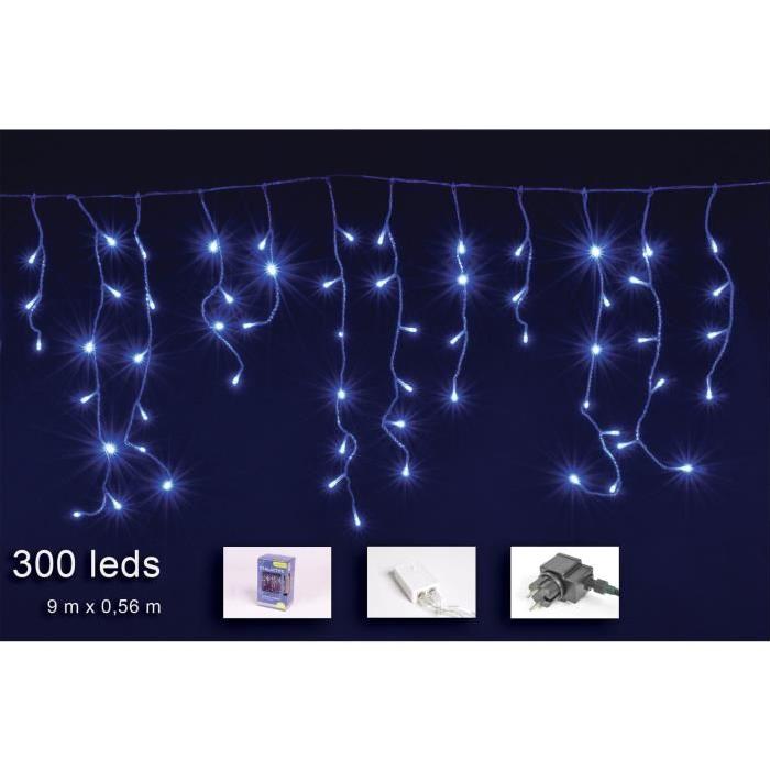 Guirlande de Noël Stalactite intérieure 300 LED bleu 9 x 0,56 m