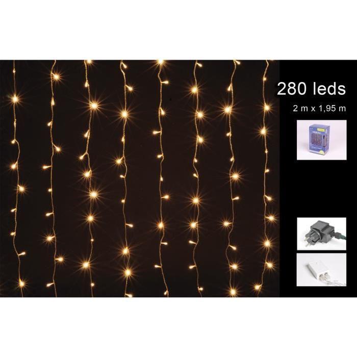 Rideau Guirlande interieur lumineuse Jaune 280 LED 2x1,95 m