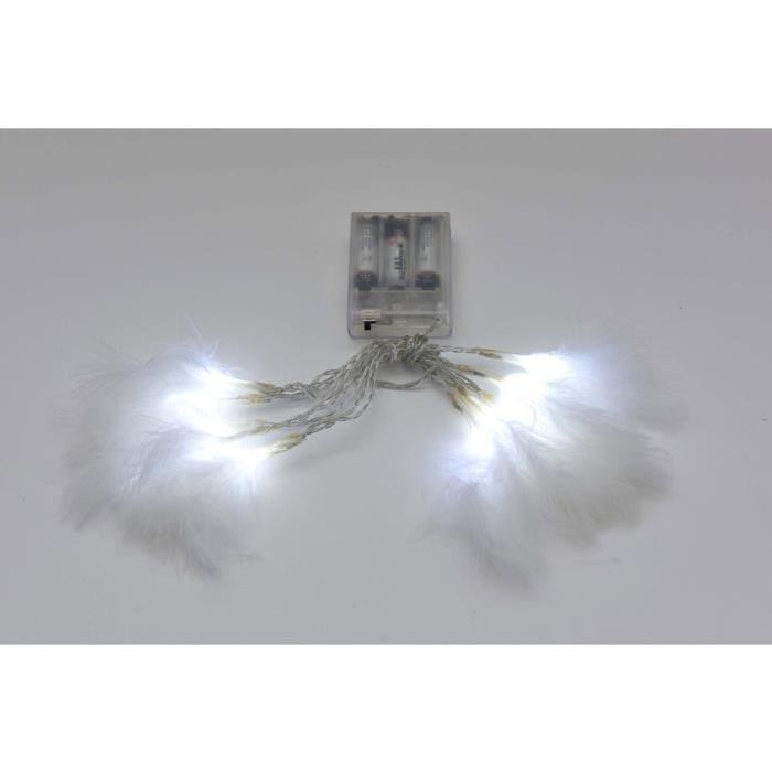 Guirlande de Noël lumineuse intérieure Plumes blanc L 40 cm