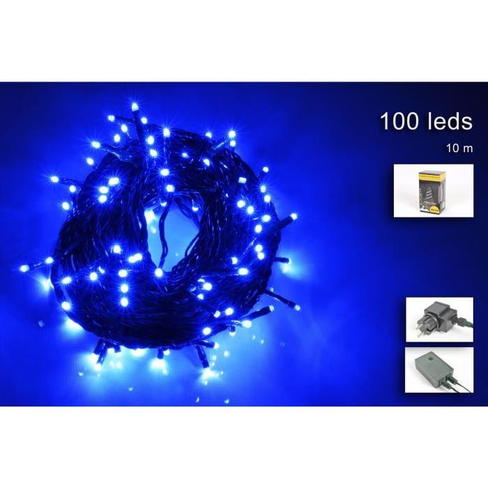 Guirlande de Noël lumineuse intérieure bleu en PVC L 30 m