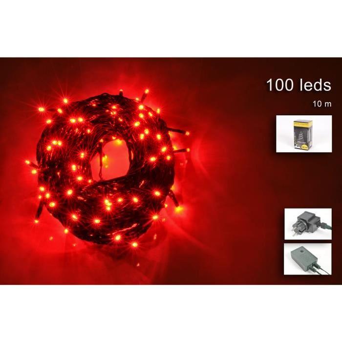 Guirlande de Noël lumineuse intérieure rouge en PVC 30 m