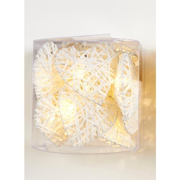 Guirlande de Noël lumineuse intérieure Coeurs Blanc en PVC L 145 cm