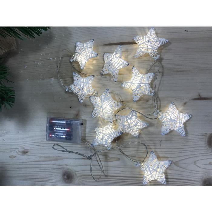 Guirlande de Noël lumineuse intérieure Étoiles Blanc chaud L 145 cm