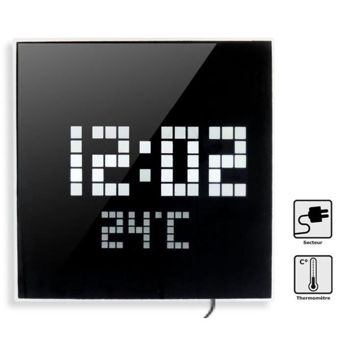 PICOT Horloge a LED Ř24 cm noir et blanc