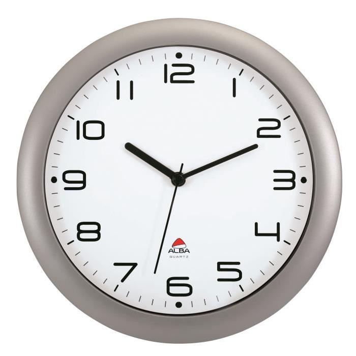 ALBA Horloge silencieuse 30cm quartz - Gris métal - 30,5x30,5x5cm