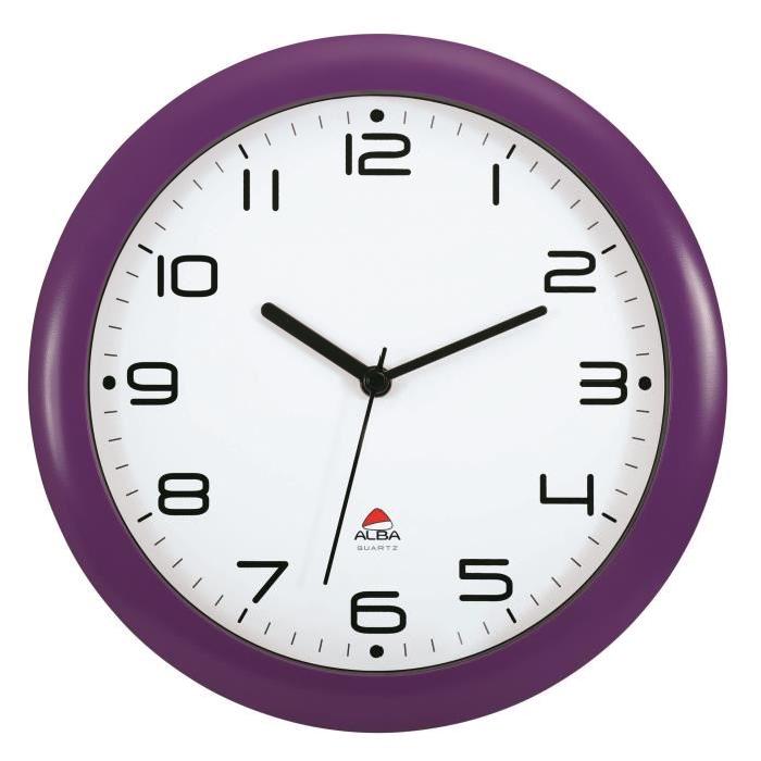 ALBA Horloge silencieuse 30cm quartz - Prune - 30,5x30,5x5cm