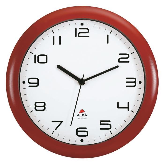 ALBA Horloge silencieuse 30cm quartz - Rouge - 30,5x30,5x5cm