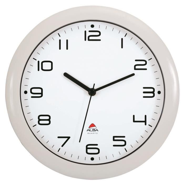 ALBA Horloge silencieuse 30cm quartz - Blanc - 30,5x30,5x5cm