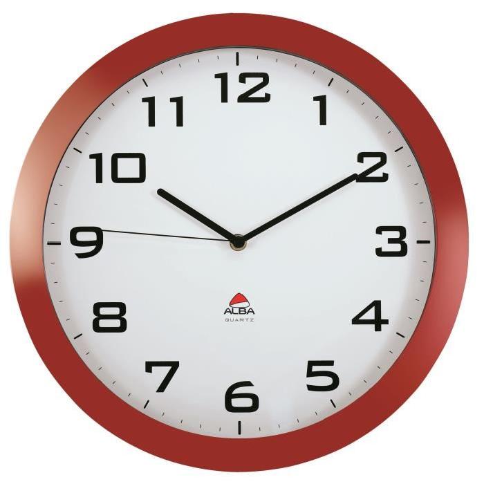 ALBA Horloge silencieuse 38cm quartz - Rouge - 38,5x38,5x5,5cm