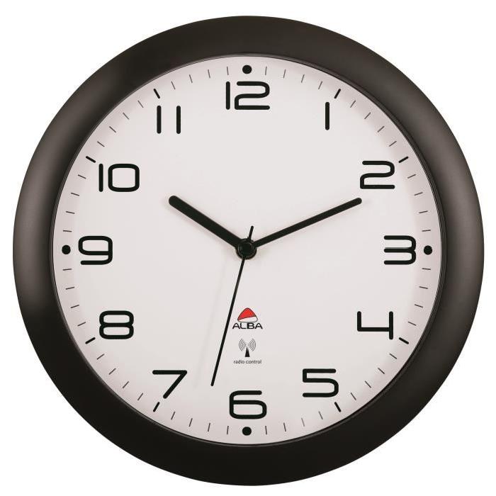 ALBA Horloge 30cm radio pilotée Noir - 30,5x30,5x5cm