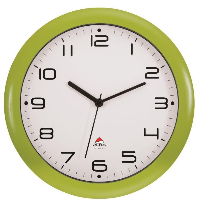 ALBA Horloge silencieuse 30cm quartz - Vert anis - 30,5x30,5x5cm