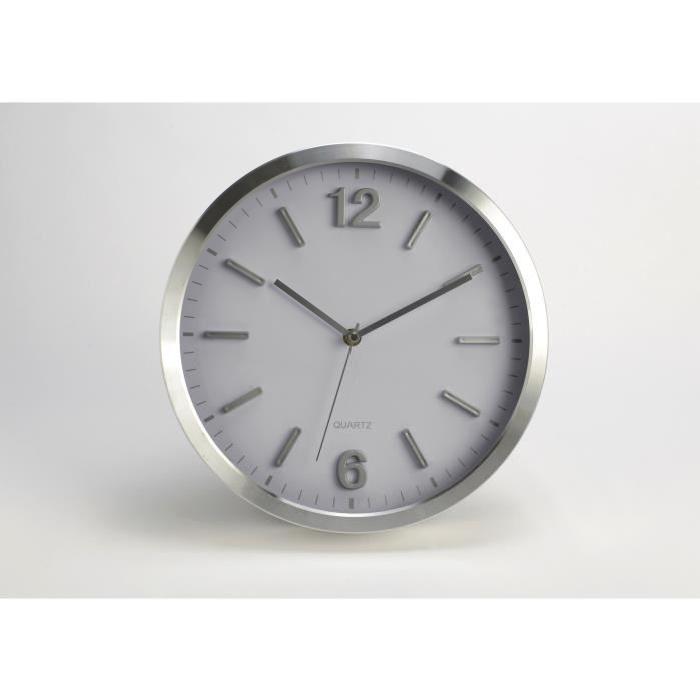 Horloge Argent/Blanc 30 Cm