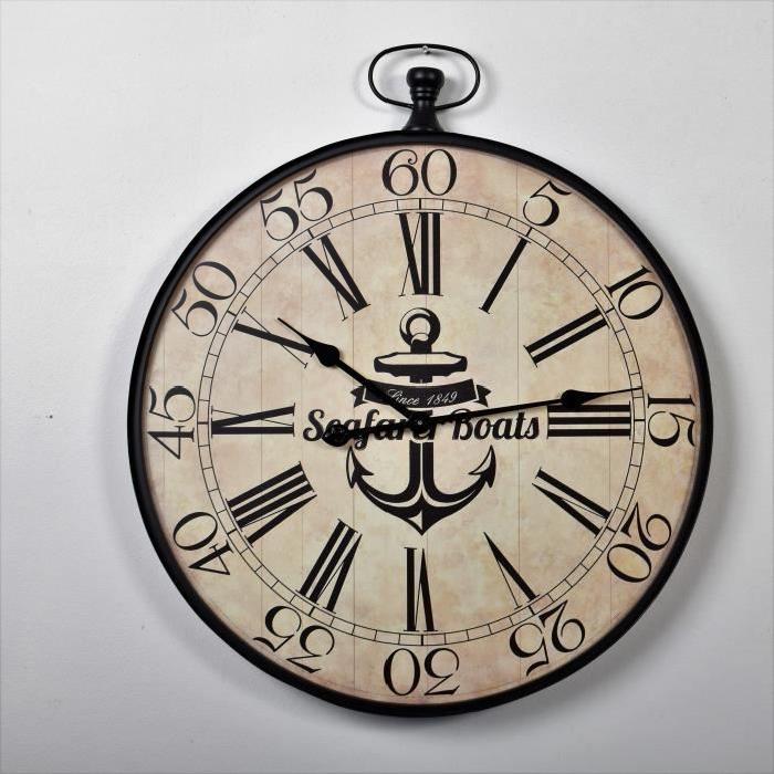 CLOCK Horloge murale Mer - Diametre 60x71x4cm