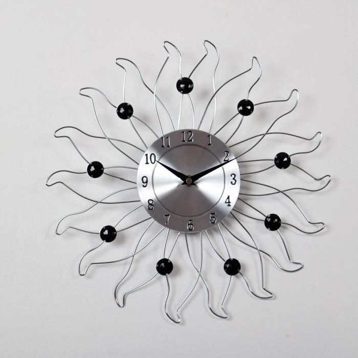 CLOCK Horloge métal Soleil - Diametre 38cmx4,5cm - Chromé