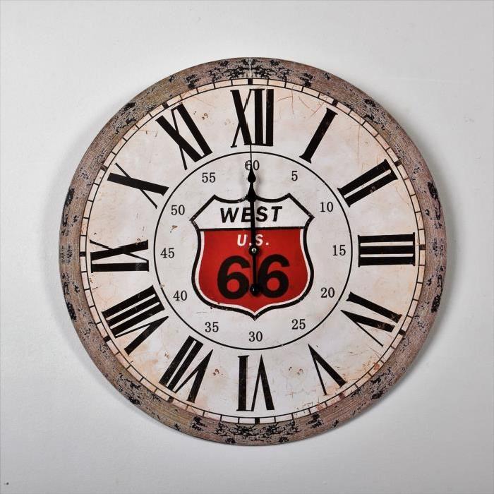 CLOCK Horloge Pendule MDF Route 66 - Diametre 60cm