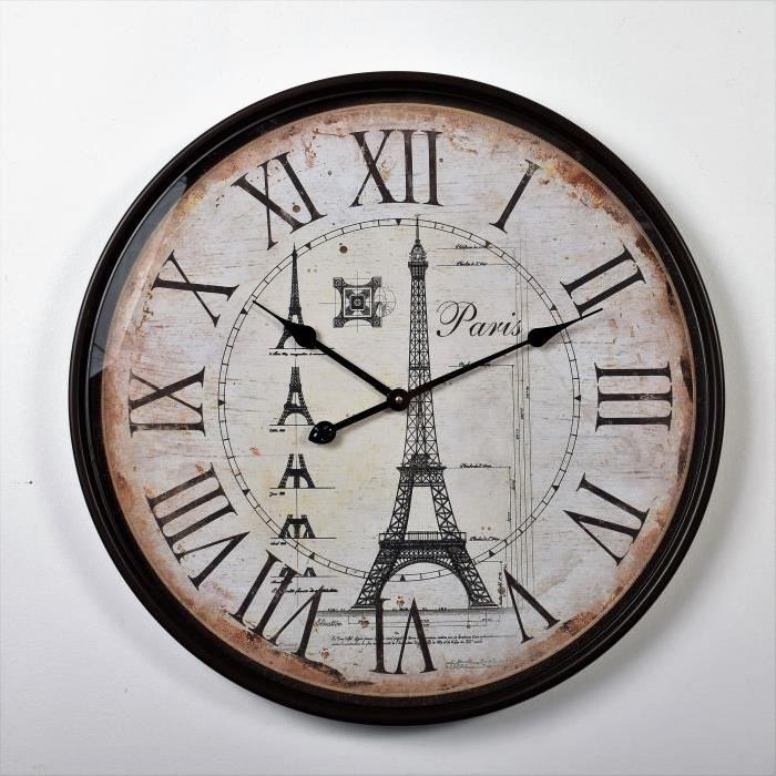 CLOCK Horloge Pendule métal Paris - Diametre 68cm