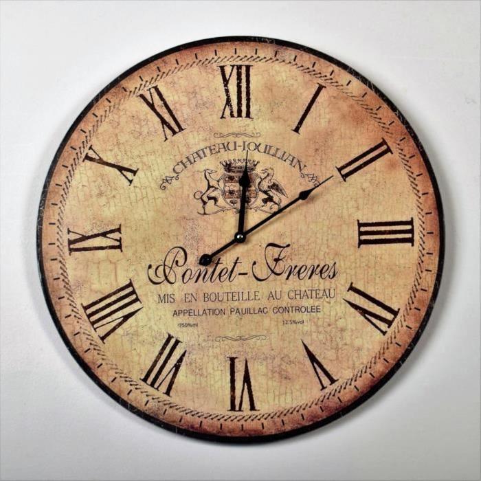 CLOCK Horloge Pendule MDF château - Diametre 60cm