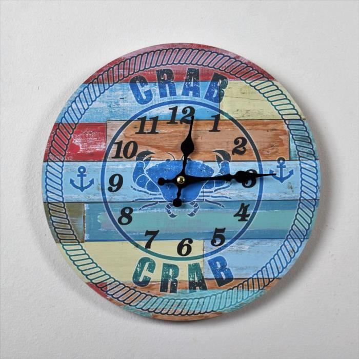 CLOCK Horloge Pendule MDF Crabe - Diametre 28cm