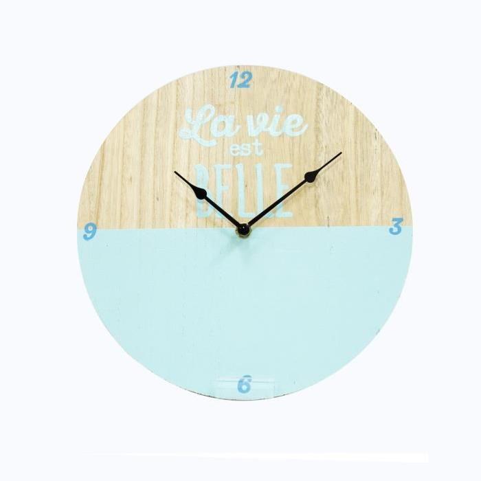 Horloge murale ronde diametre 30 cm Bleu ciel