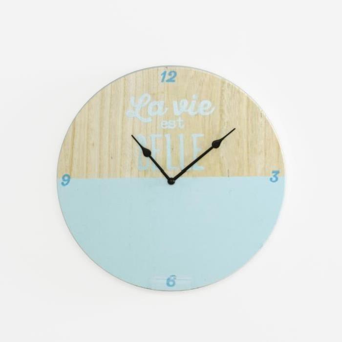 Horloge murale ronde diametre 30 cm Bleu ciel