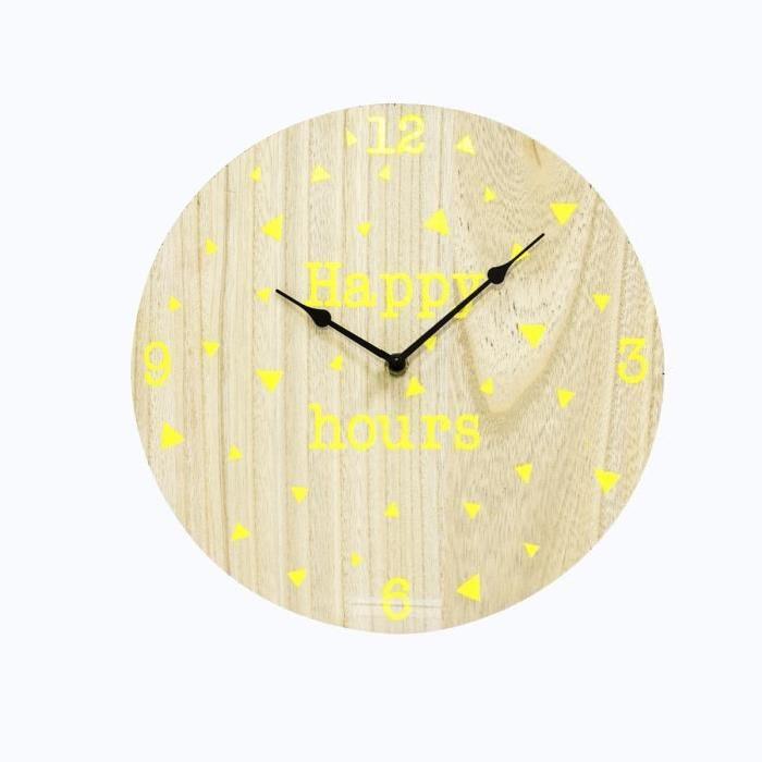 Horloge murale ronde diametre 30 cm Jaune