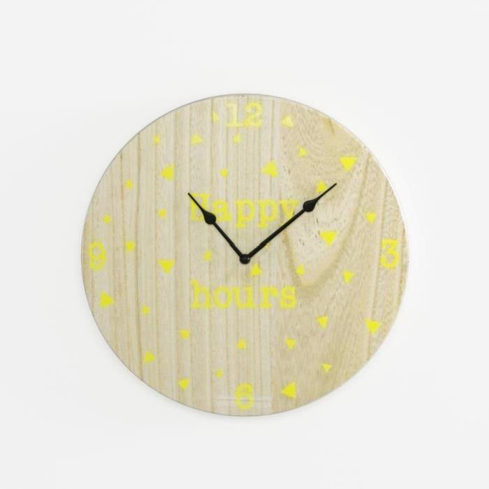 Horloge murale ronde diametre 30 cm Jaune