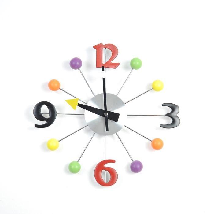 BULLES Horloge murale Color Ř33 cm bleu et multicolore