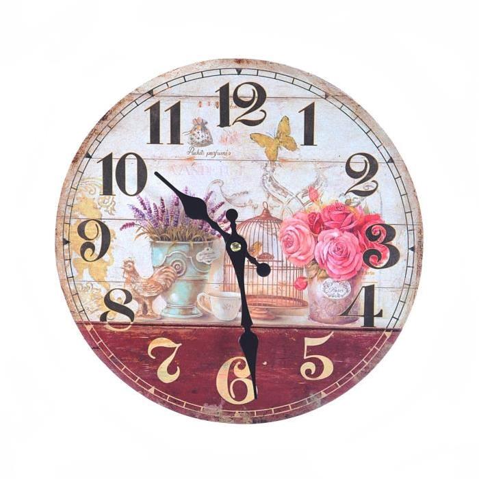 CHARM Horloge murale Ř28 cm rose et rouge