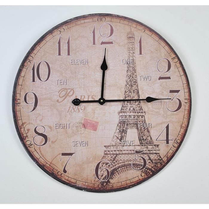 EIFFEL Horloge murale Ř60 cm beige