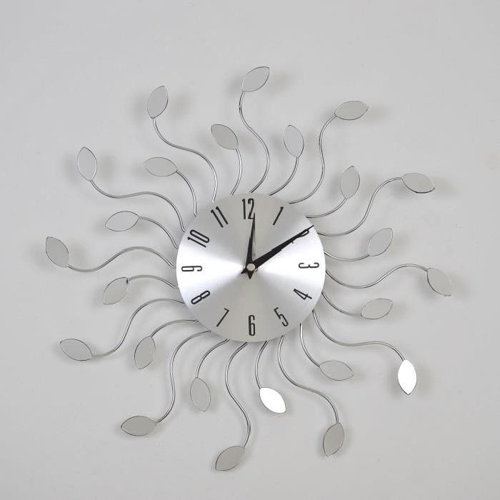 PEARL Horloge murale soleil design métal Ř38 cm argenté