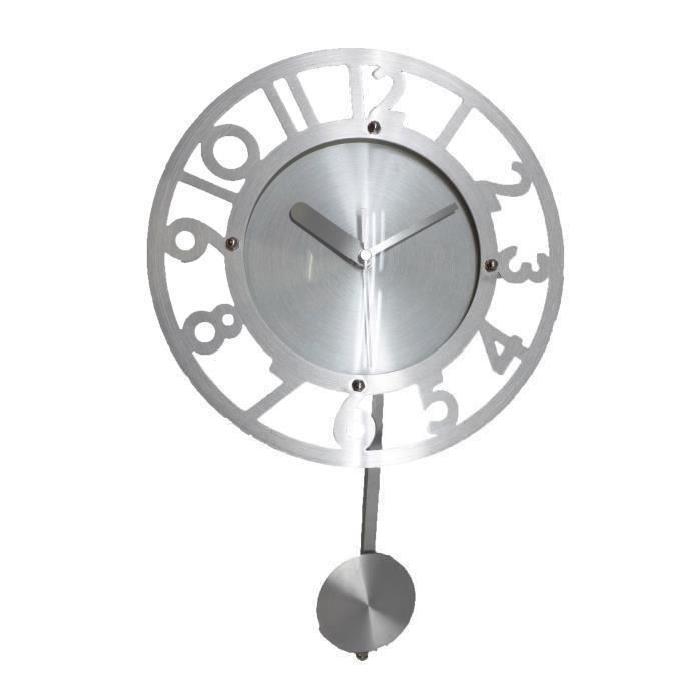 Horloge avec balancier métal Pendule 38x25 cm argenté