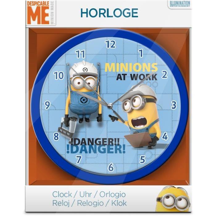 LES MINIONS Horloge ?25 cm - Bleu et jaune