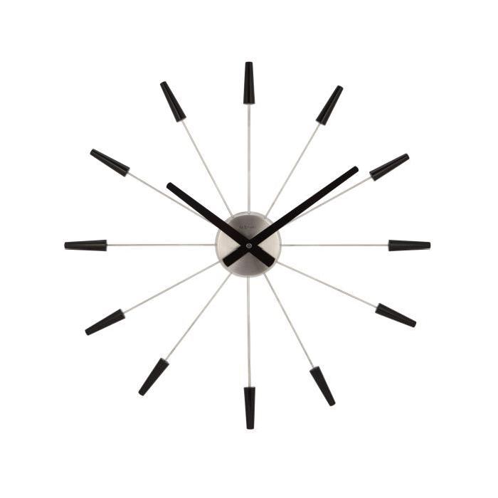 NEXTIME Horloge murale - Plug Inn- Acier Inoxydable - Noir  Ř 58cm