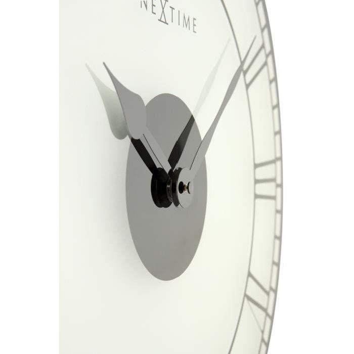 NEXTIME Horloge murale - Big - Verre - Noir-Blanc  Ř 43 cm