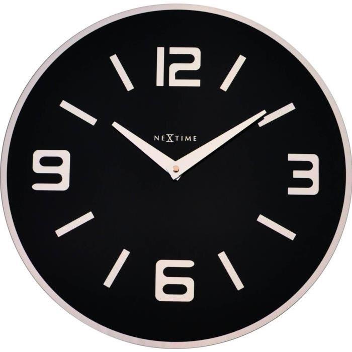 NEXTIME Horloge murale - Shuwan Black- Verre - Noir  Ř 43 cm