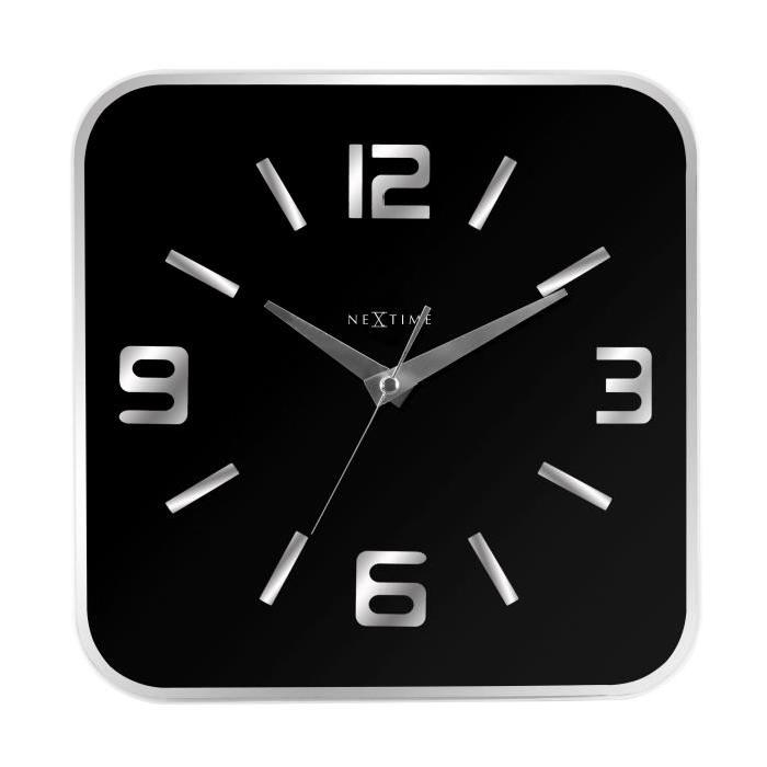 NEXTIME Horloge murale - Shoko Black- Verre - Noir  43x43 cm