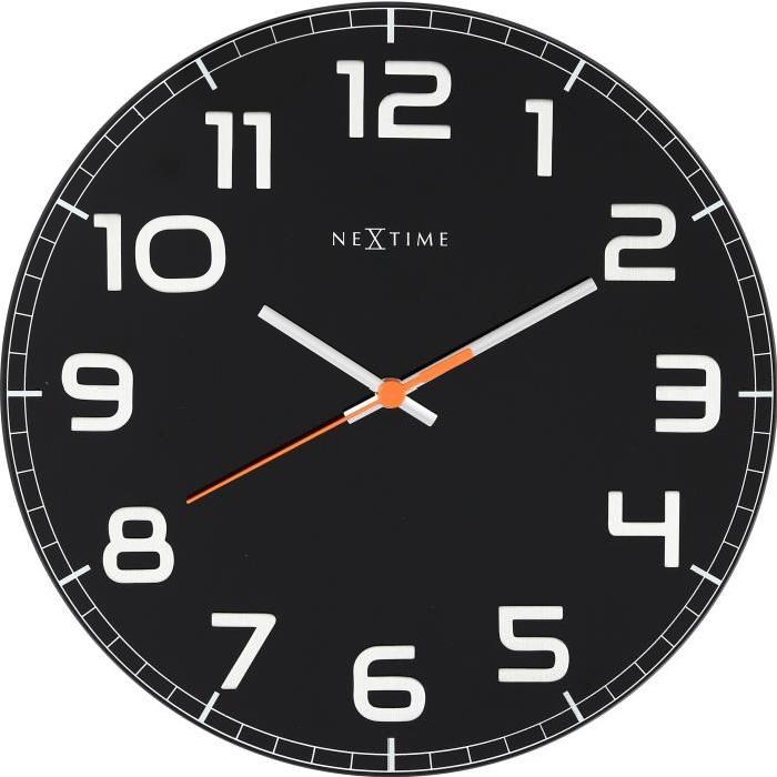 NEXTIME Horloge murale - Classy Large- Verre - Noir  Ř 30 cm