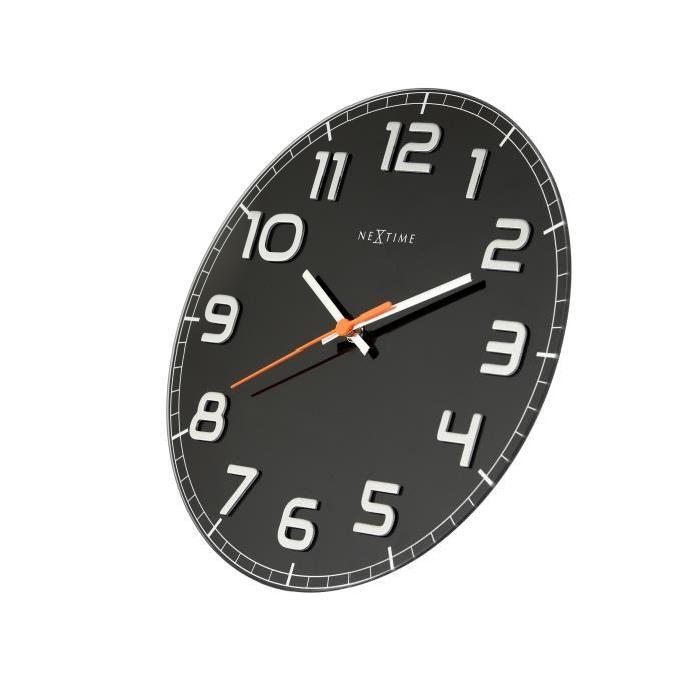 NEXTIME Horloge murale - Classy Large- Verre - Noir  Ř 30 cm