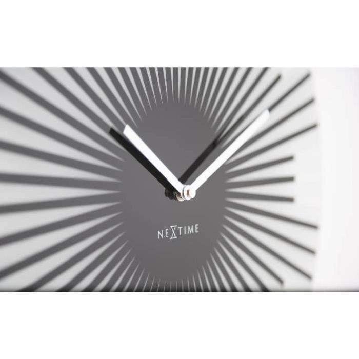 NEXTIME Horloge murale - Sticks - Verre - Noir  Ř 43 cm