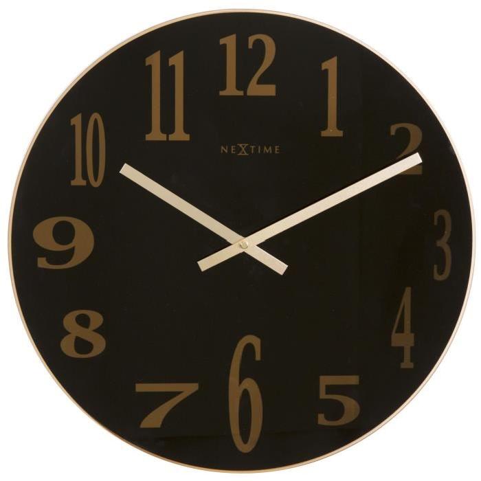 NEXTIME Horloge murale - Smoky Mirror- Verre- Noir  Ř 43cm